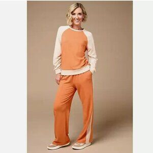 Studio Park x Kerstin Lindquist Side Stripe Knit Pant-Rust-Petite 1X-NEW-A628901